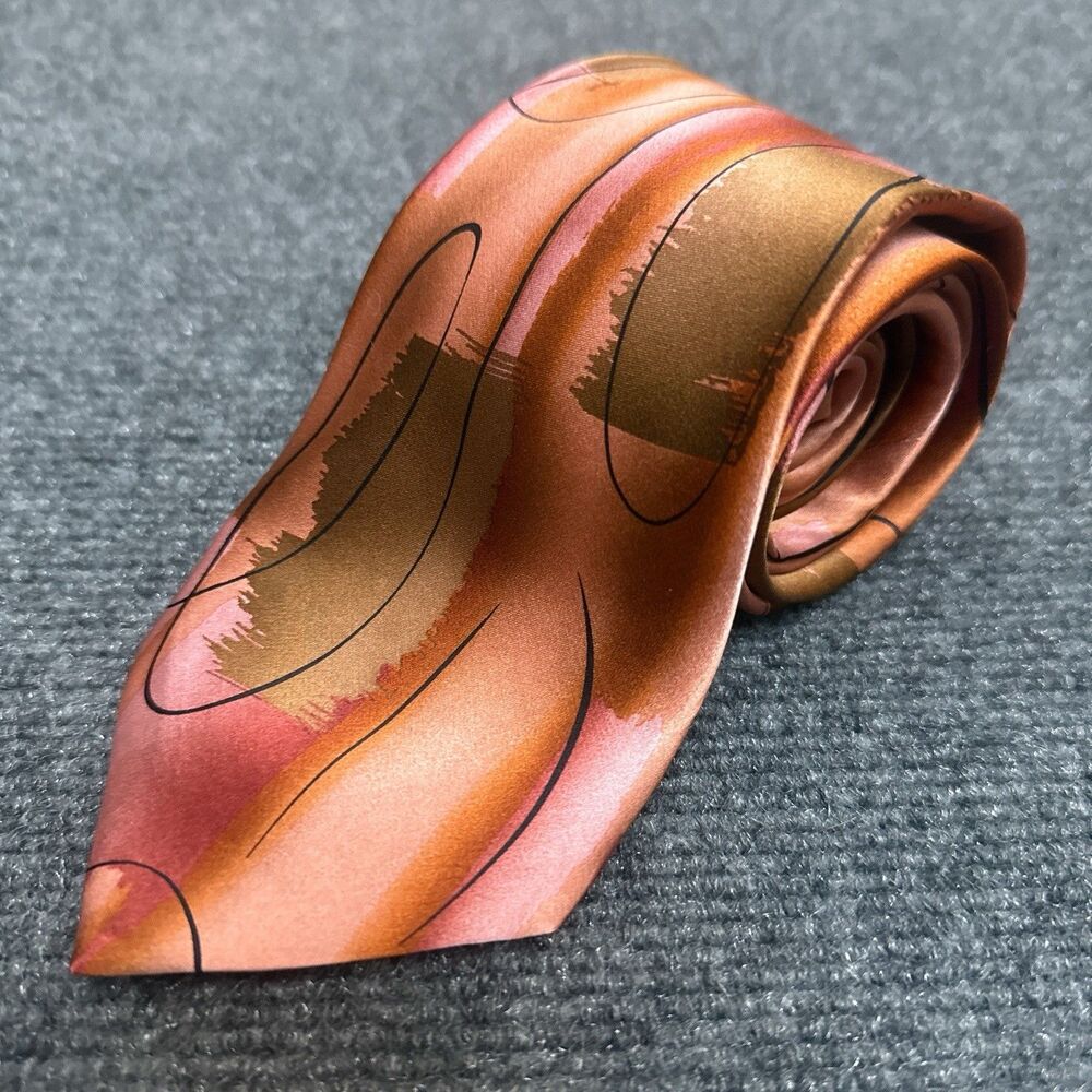 J. Garcia Silk Necktie Moon Mountain Collection Limited Edition Copper/Brown 62”